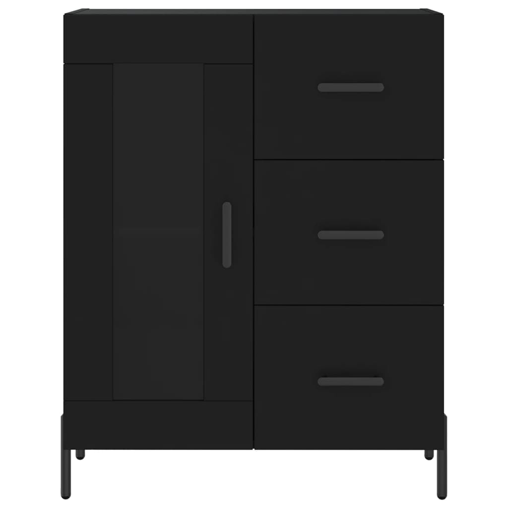 Black Sideboard 69.5x34x180 cm in Multilayer Wood