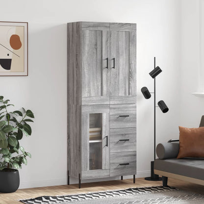 Credenza Grigio Sonoma 69,5x34x180 cm in Legno Multistrato