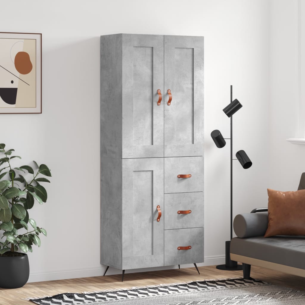 Credenza Grigio Cemento 69,5x34x180 cm in Legno Multistrato - homemem39