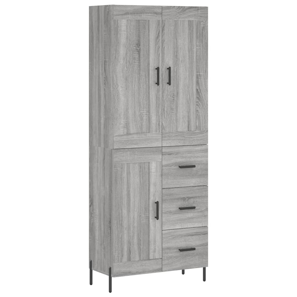 Credenza Grigio Sonoma 69,5x34x180 cm in Legno Multistrato