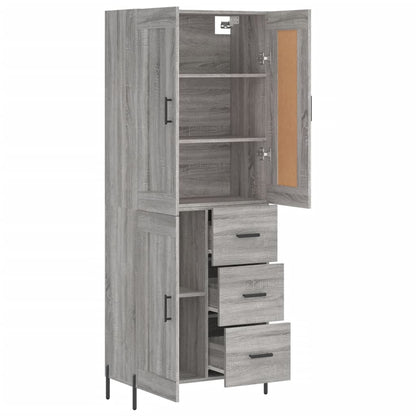 Credenza Grigio Sonoma 69,5x34x180 cm in Legno Multistrato