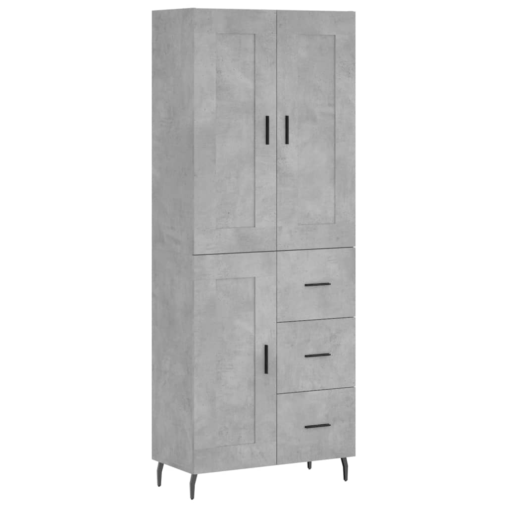 Credenza Grigio Cemento 69,5x34x180 cm in Legno Multistrato
