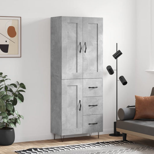 Credenza Grigio Cemento 69,5x34x180 cm in Legno Multistrato - homemem39
