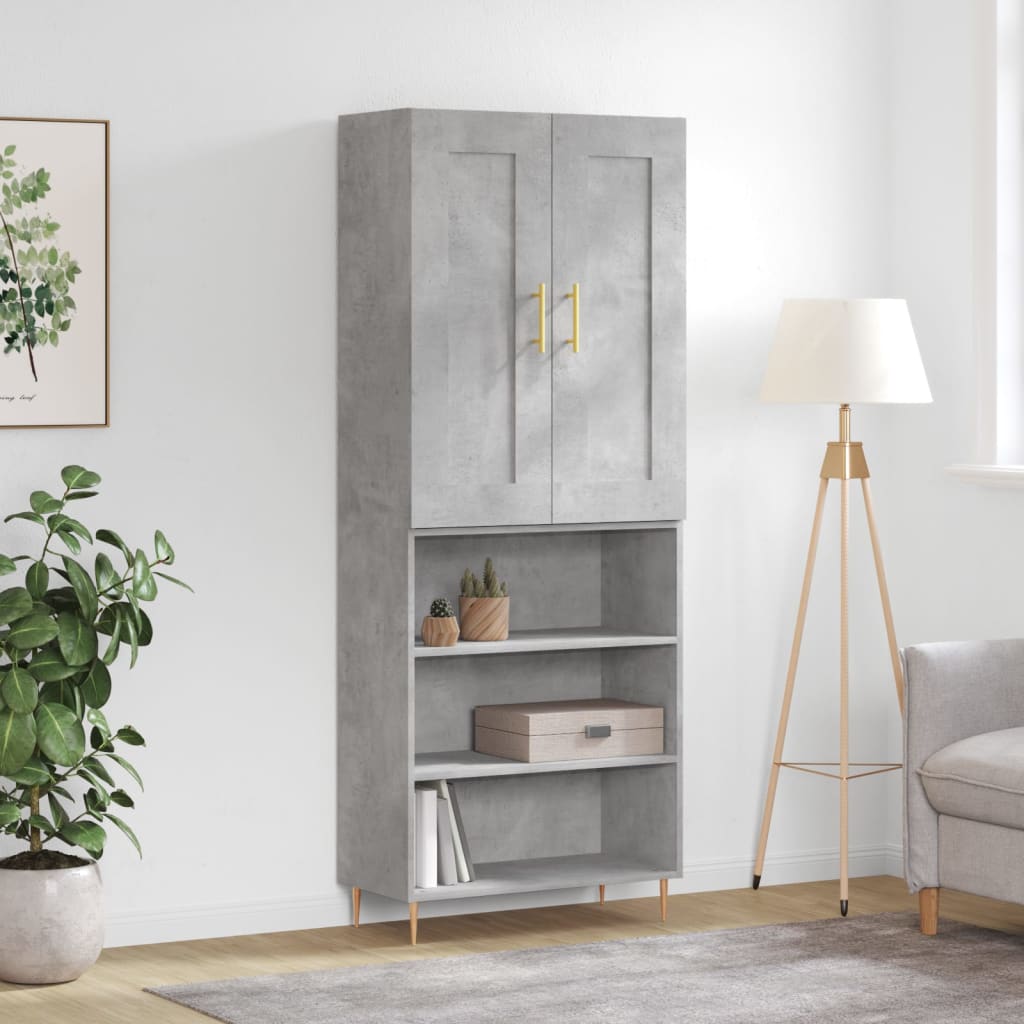 Credenza Grigio Cemento 69,5x34x180 cm in Legno Multistrato - homemem39