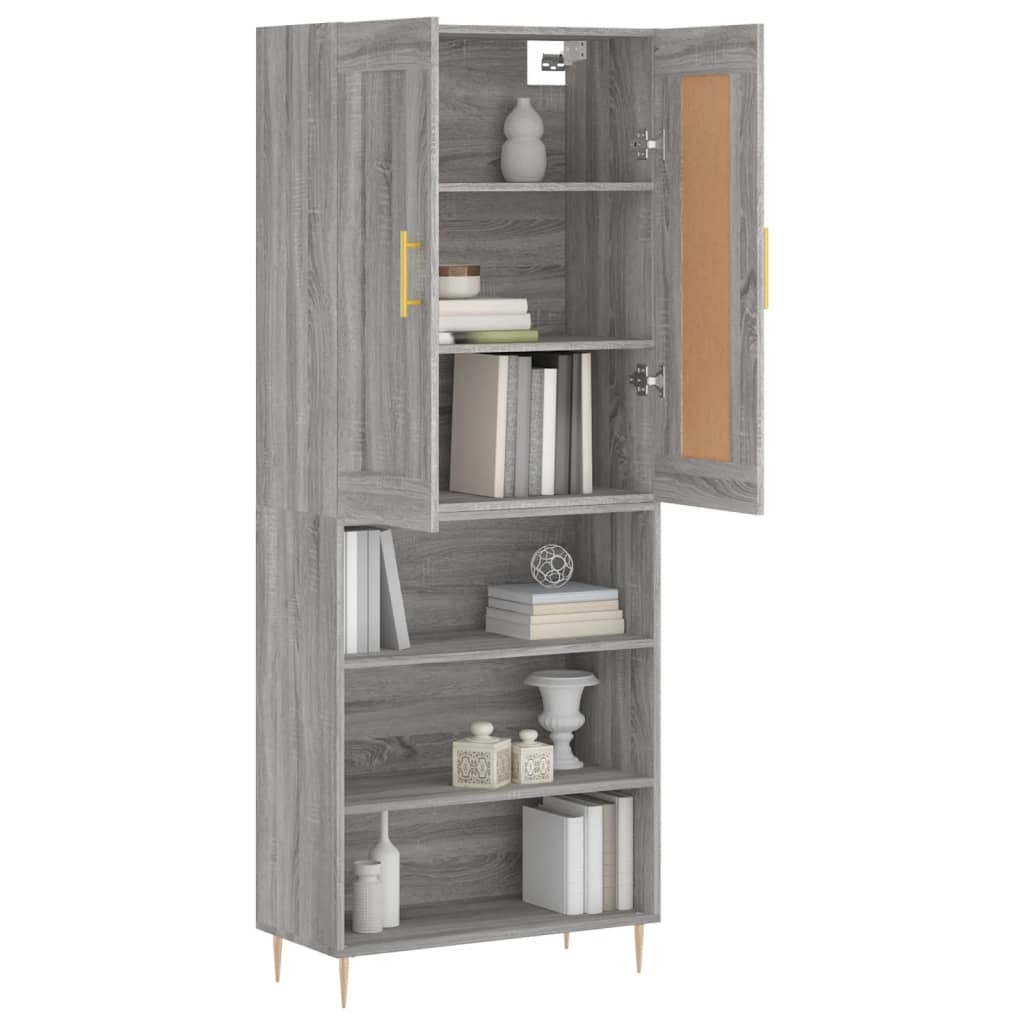 Credenza Grigio Sonoma 69,5x34x180 cm in Legno Multistrato | homemem39