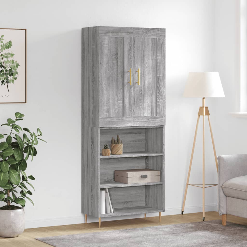 Credenza Grigio Sonoma 69,5x34x180 cm in Legno Multistrato | homemem39