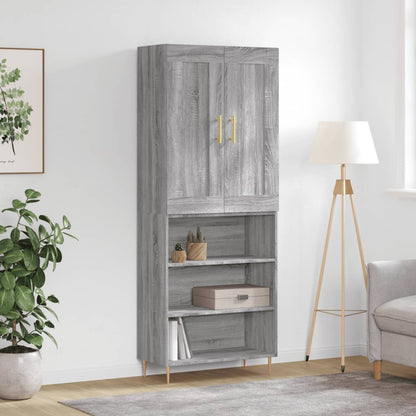 Credenza Grigio Sonoma 69,5x34x180 cm in Legno Multistrato | homemem39