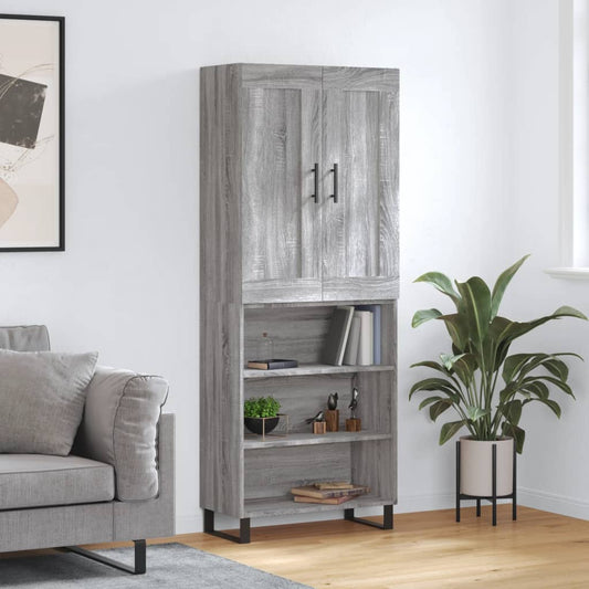 Credenza Grigio Sonoma 69,5x34x180 cm in Legno Multistrato