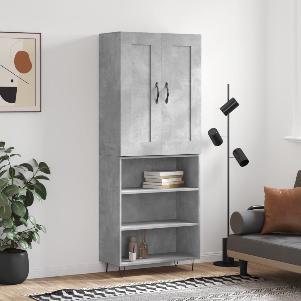 Credenza Grigio Cemento 69,5x34x180 cm in Legno Multistrato - homemem39