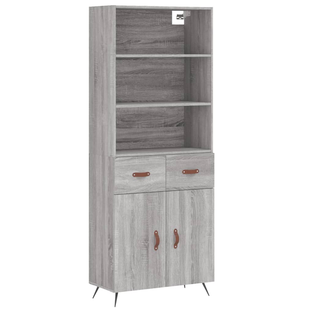 Credenza Grigio Sonoma 69,5x34x180 cm in Legno Multistrato