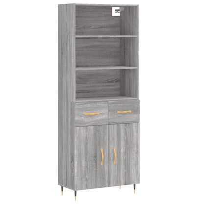 Credenza Grigio Sonoma 69,5x34x180 cm in Legno Multistrato