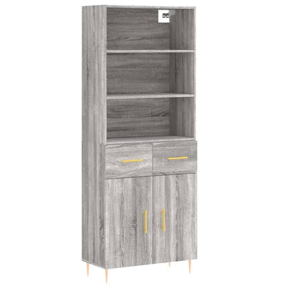 Credenza Grigio Sonoma 69,5x34x180 cm in Legno Multistrato