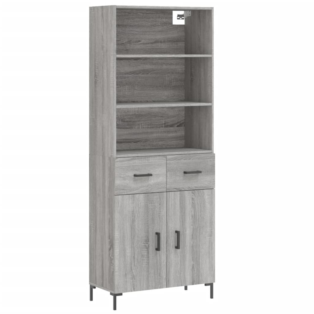 Credenza Grigio Sonoma 69,5x34x180 cm in Legno Multistrato