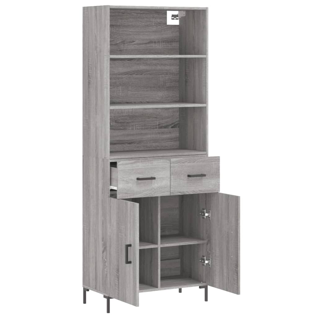 Credenza Grigio Sonoma 69,5x34x180 cm in Legno Multistrato