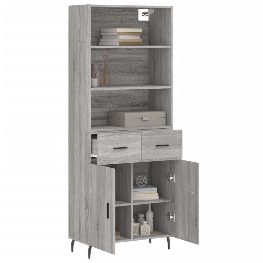 Credenza Grigio Sonoma 69,5x34x180 cm in Legno Multistrato - homemem39