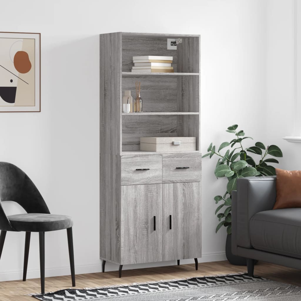 Credenza Grigio Sonoma 69,5x34x180 cm in Legno Multistrato - homemem39