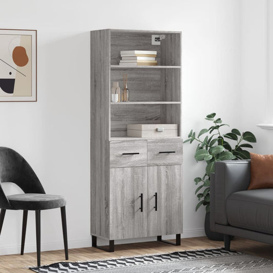 Credenza Grigio Sonoma 69,5x34x180 cm in Legno Multistrato - homemem39