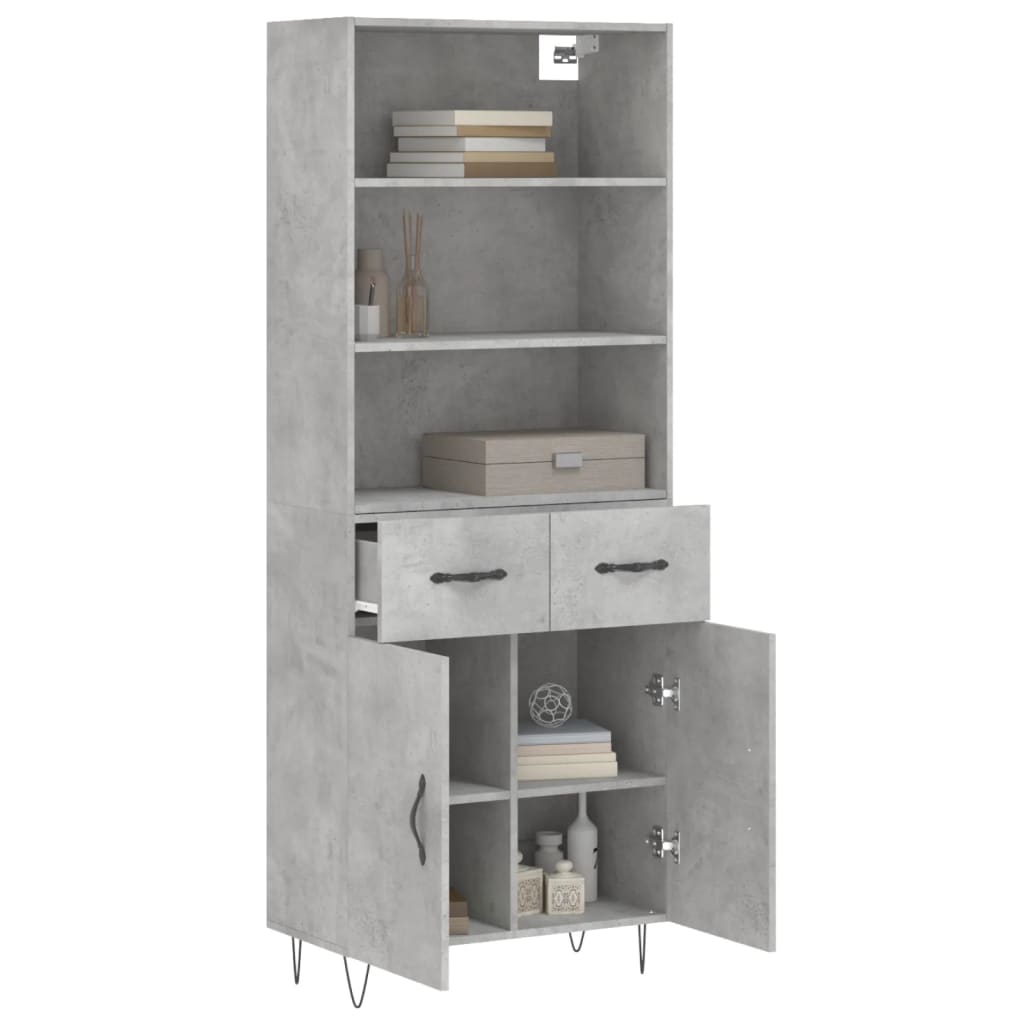 Credenza Grigio Cemento 69,5x34x180 cm in Legno Multistrato - homemem39