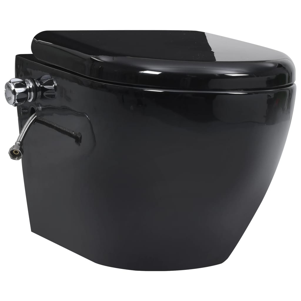 Toilette Senza Bordi Muro con Cassetta Scomparsa Ceramica Nera | homemem39
