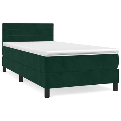 Giroletto a Molle con Materasso Verde Scuro 90x190 cm Velluto | homemem39