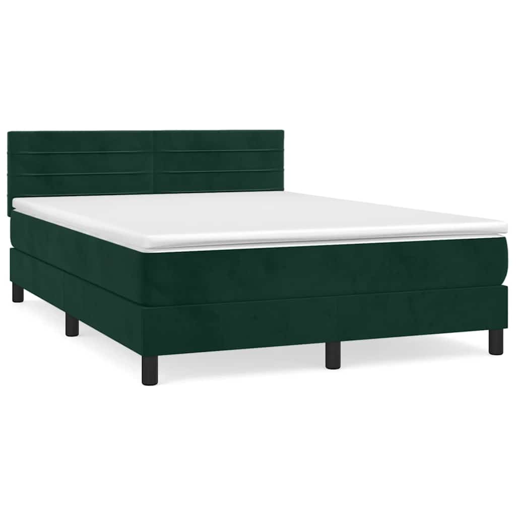 Giroletto a Molle con Materasso Verde Scuro 140x190 cm Velluto | homemem39