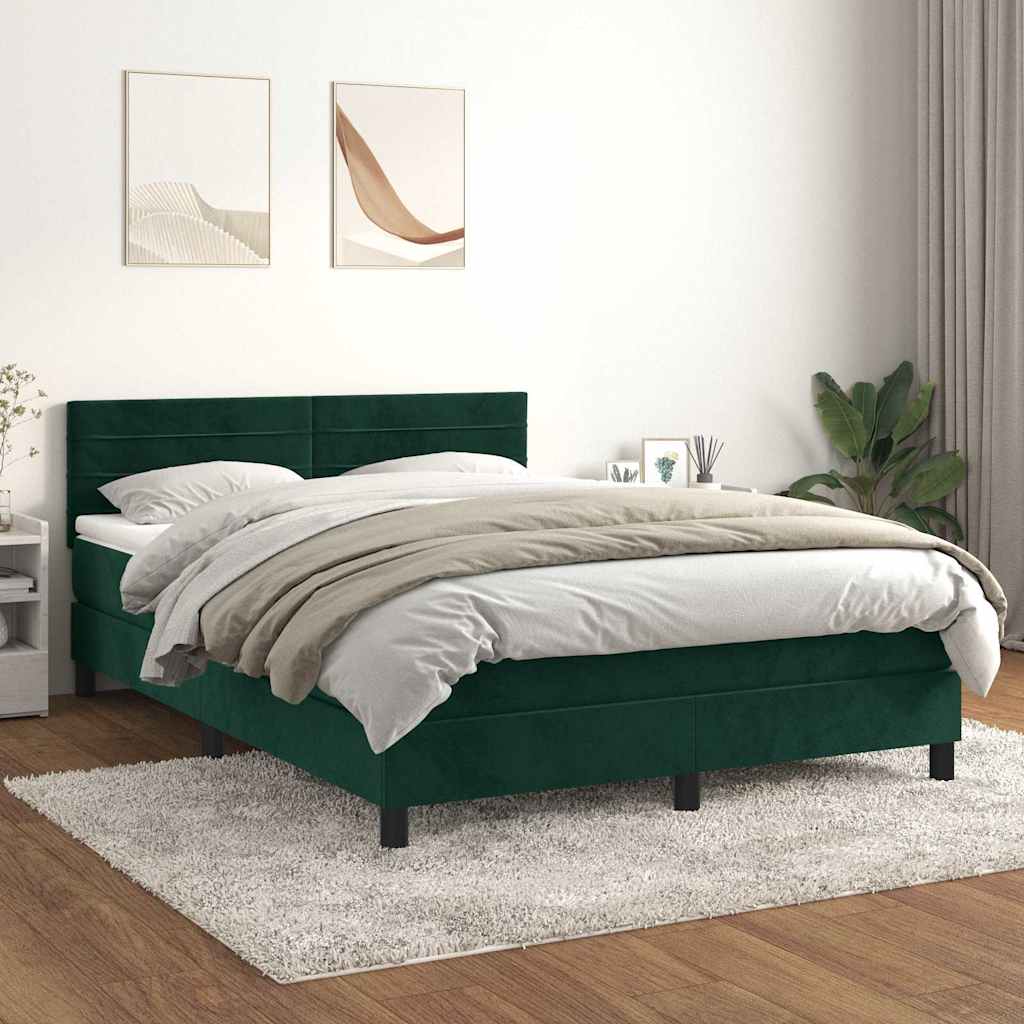 Giroletto a Molle con Materasso Verde Scuro 140x190 cm Velluto | homemem39