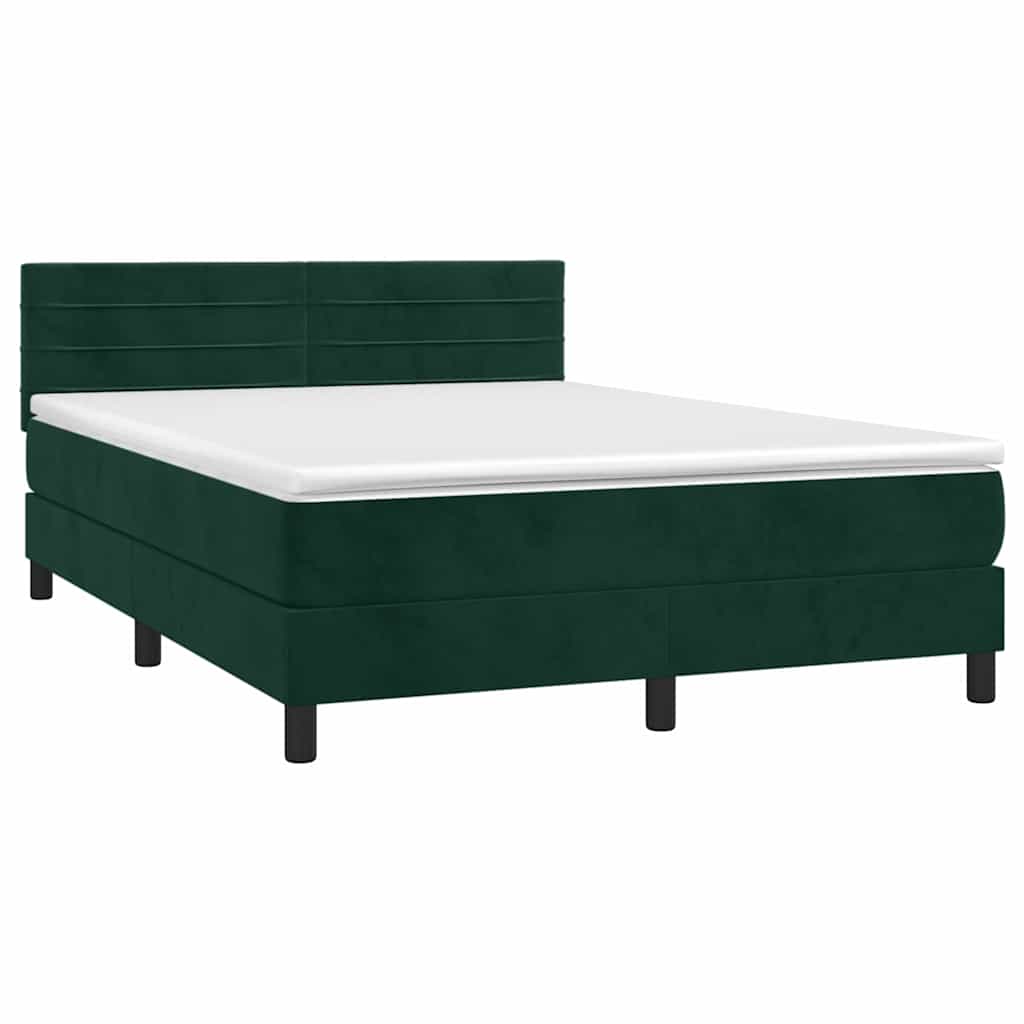 Giroletto a Molle con Materasso Verde Scuro 140x200 cm Velluto | homemem39