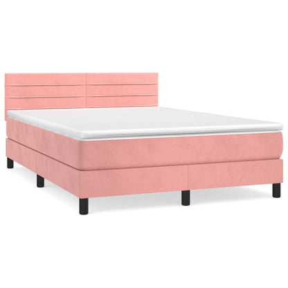 Giroletto a Molle con Materasso Rosa 140x200 cm in Velluto | homemem39