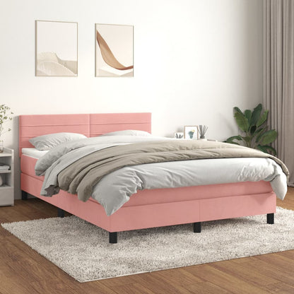 Giroletto a Molle con Materasso Rosa 140x200 cm in Velluto | homemem39