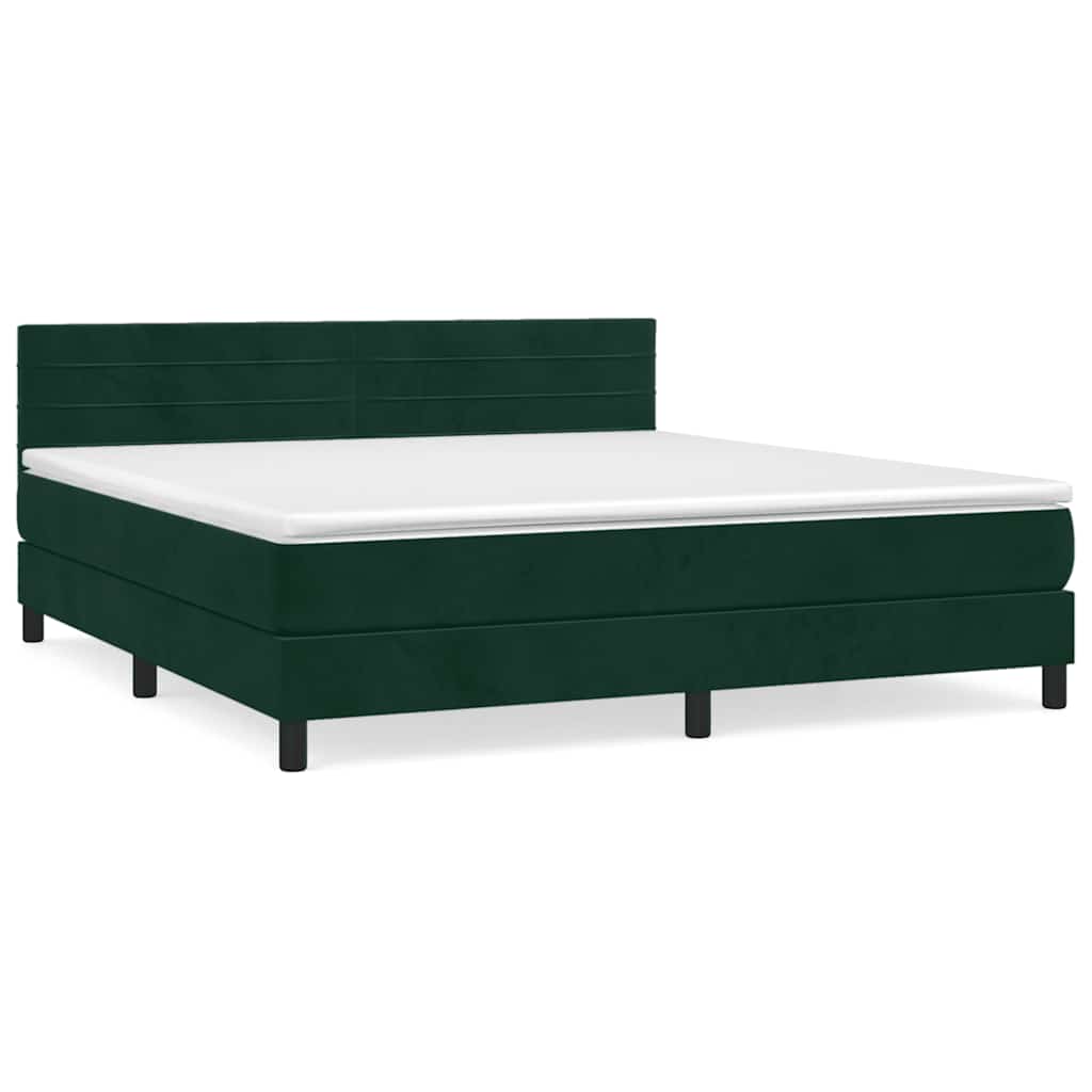 Giroletto a Molle con Materasso Verde Scuro 160x200 cm Velluto | homemem39