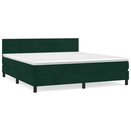 Giroletto a Molle con Materasso Verde Scuro 160x200 cm Velluto | homemem39