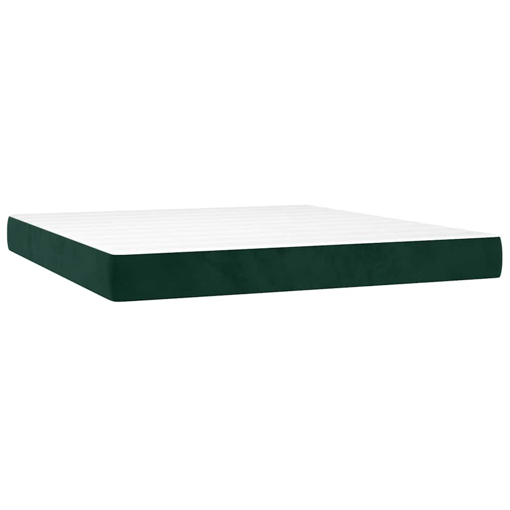 Giroletto a Molle con Materasso Verde Scuro 160x200 cm Velluto | homemem39