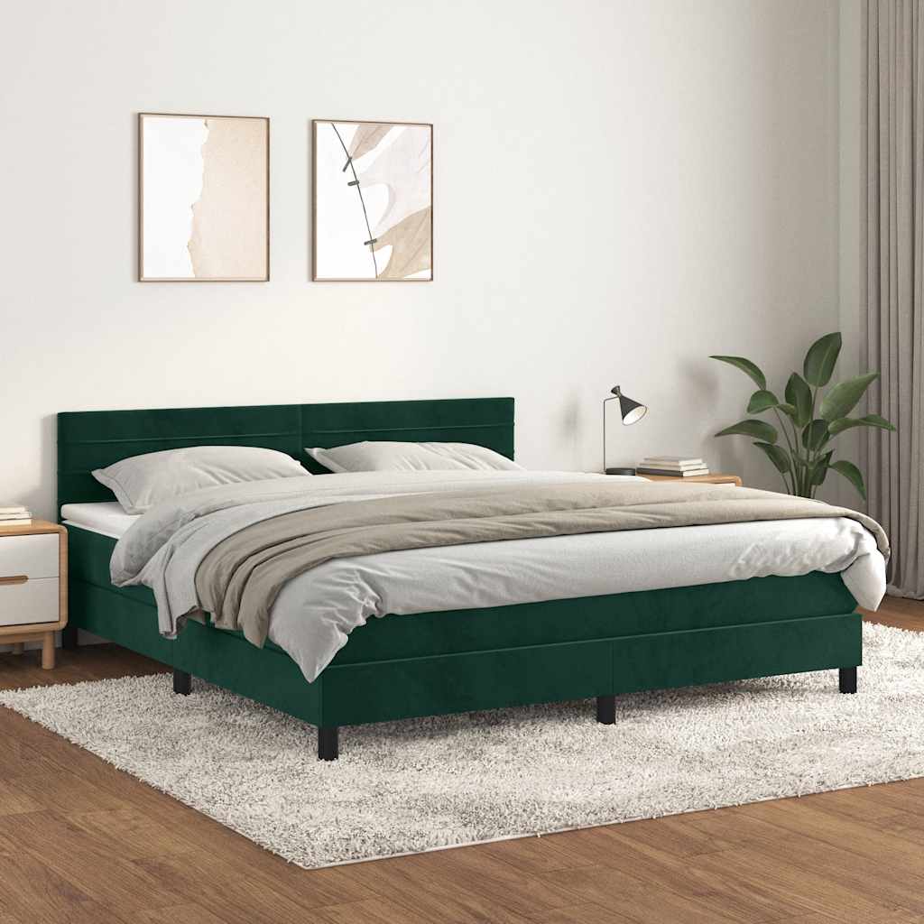 Giroletto a Molle con Materasso Verde Scuro 180x200 cm Velluto | homemem39