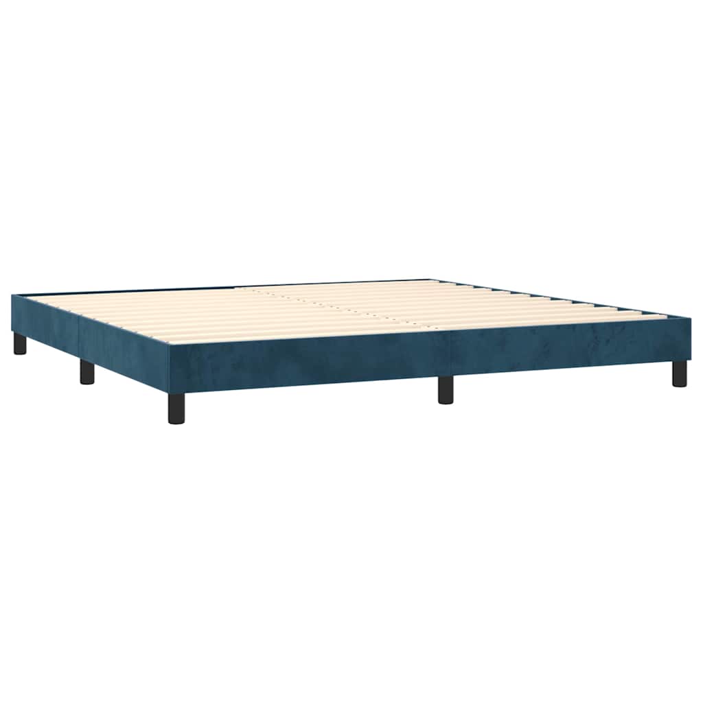 Giroletto a Molle con Materasso Blu Scuro 200x200 cm in Velluto