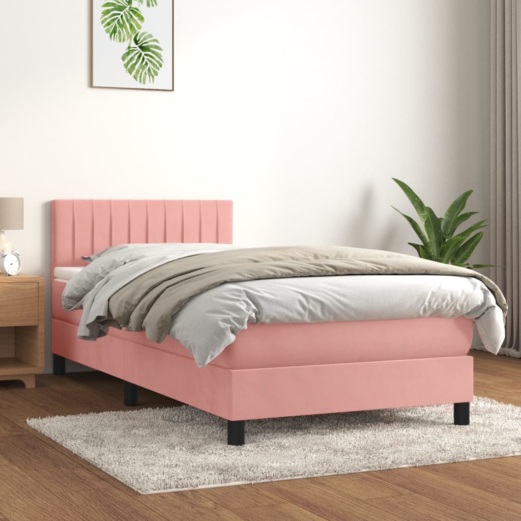 Giroletto a Molle con Materasso Rosa 80x200 cm in Velluto