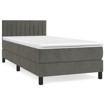 Giroletto a Molle con Materasso Grigio Scuro 100x200 cm Velluto