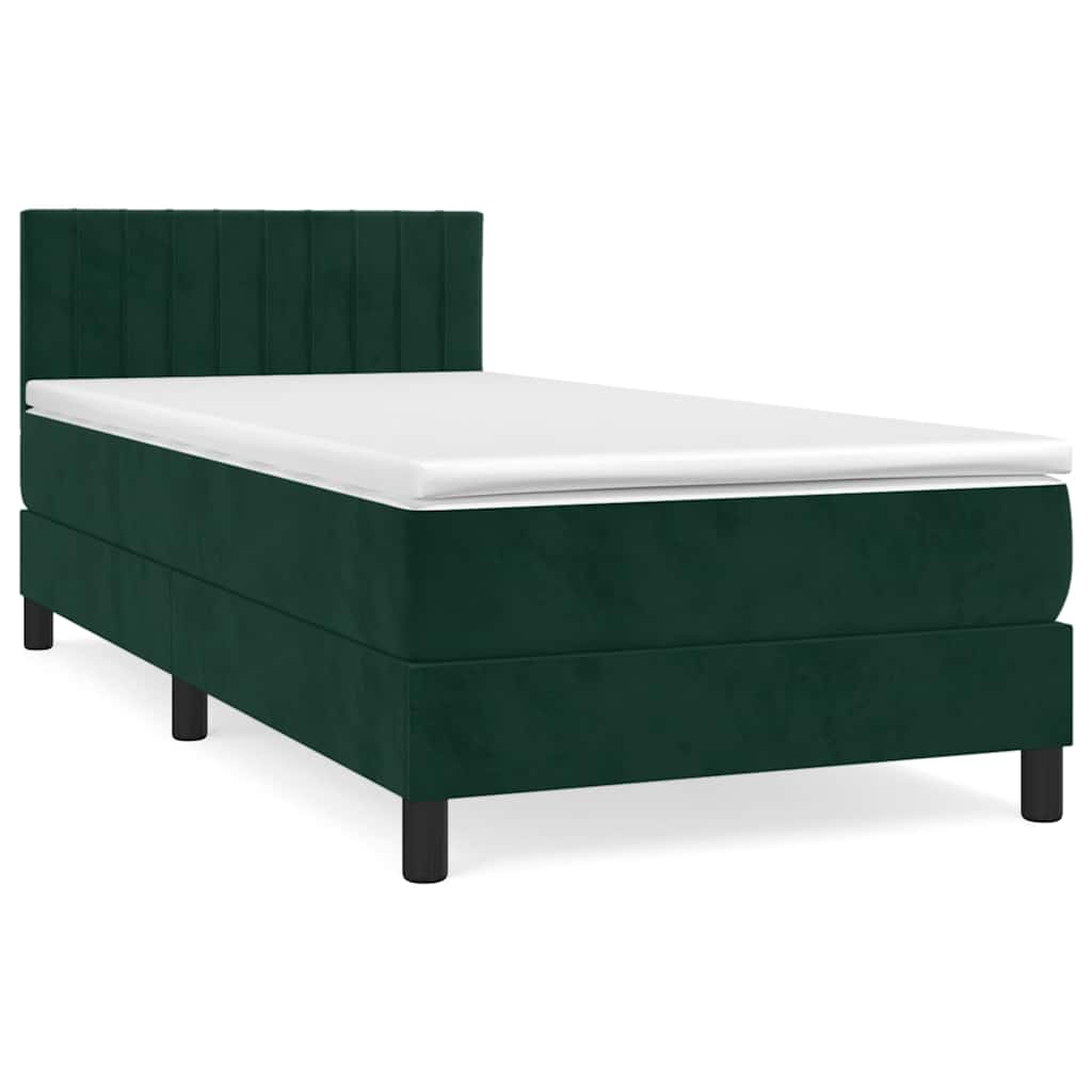 Giroletto a Molle con Materasso Verde Scuro 100x200 cm Velluto | homemem39
