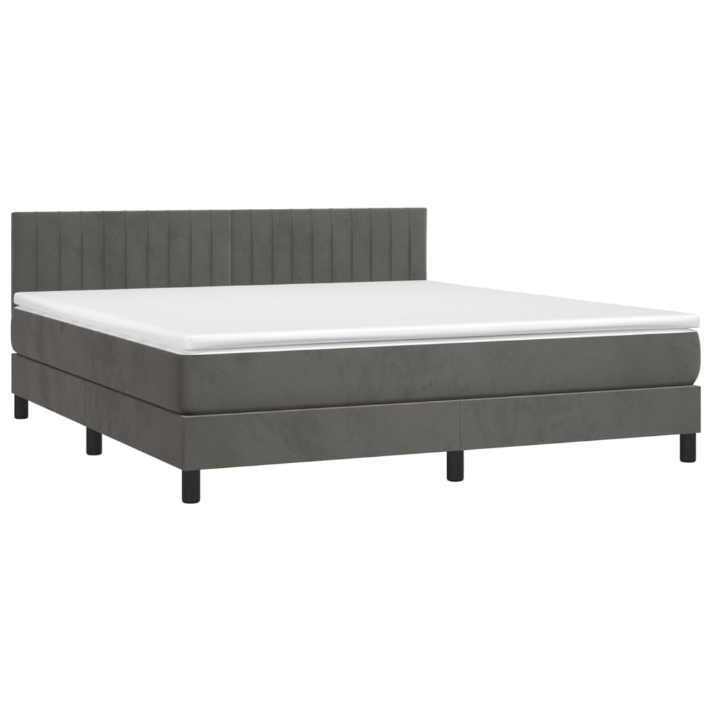 Giroletto a Molle con Materasso Grigio Scuro 160x200 cm Velluto