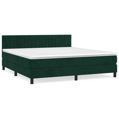 Giroletto a Molle con Materasso Verde Scuro 160x200 cm Velluto | homemem39