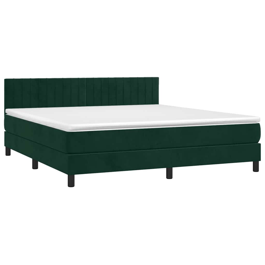 Giroletto a Molle con Materasso Verde Scuro 160x200 cm Velluto | homemem39
