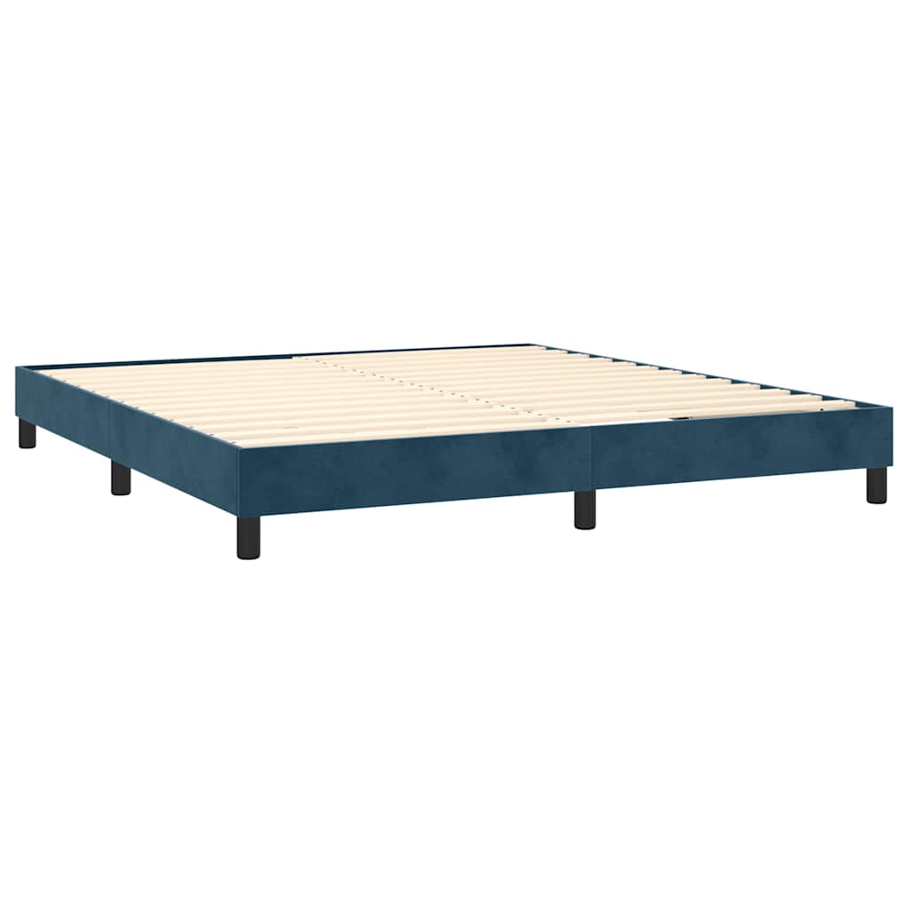 Giroletto a Molle con Materasso Blu Scuro 160x200 cm in Velluto | homemem39