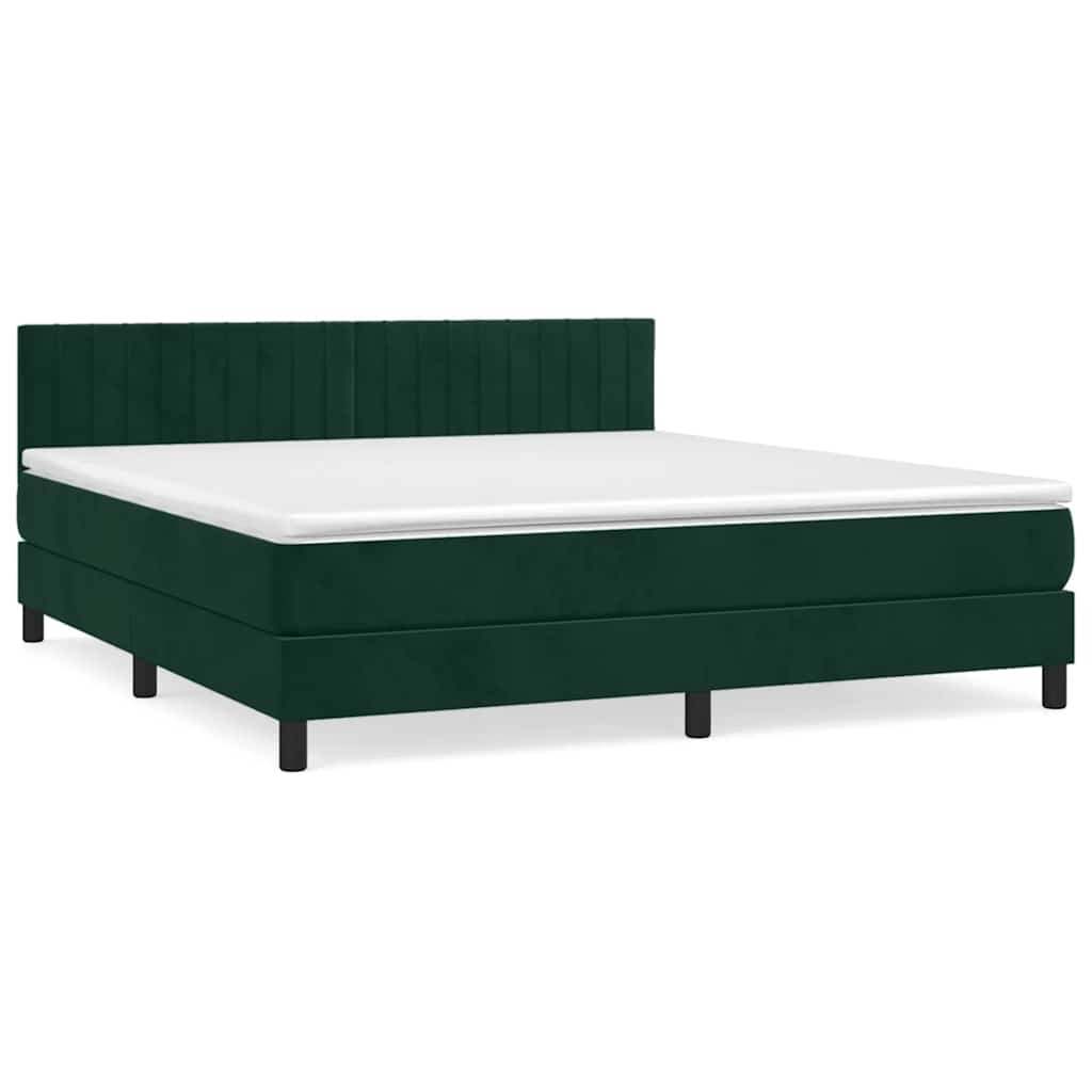 Giroletto a Molle con Materasso Verde Scuro 180x200 cm Velluto | homemem39