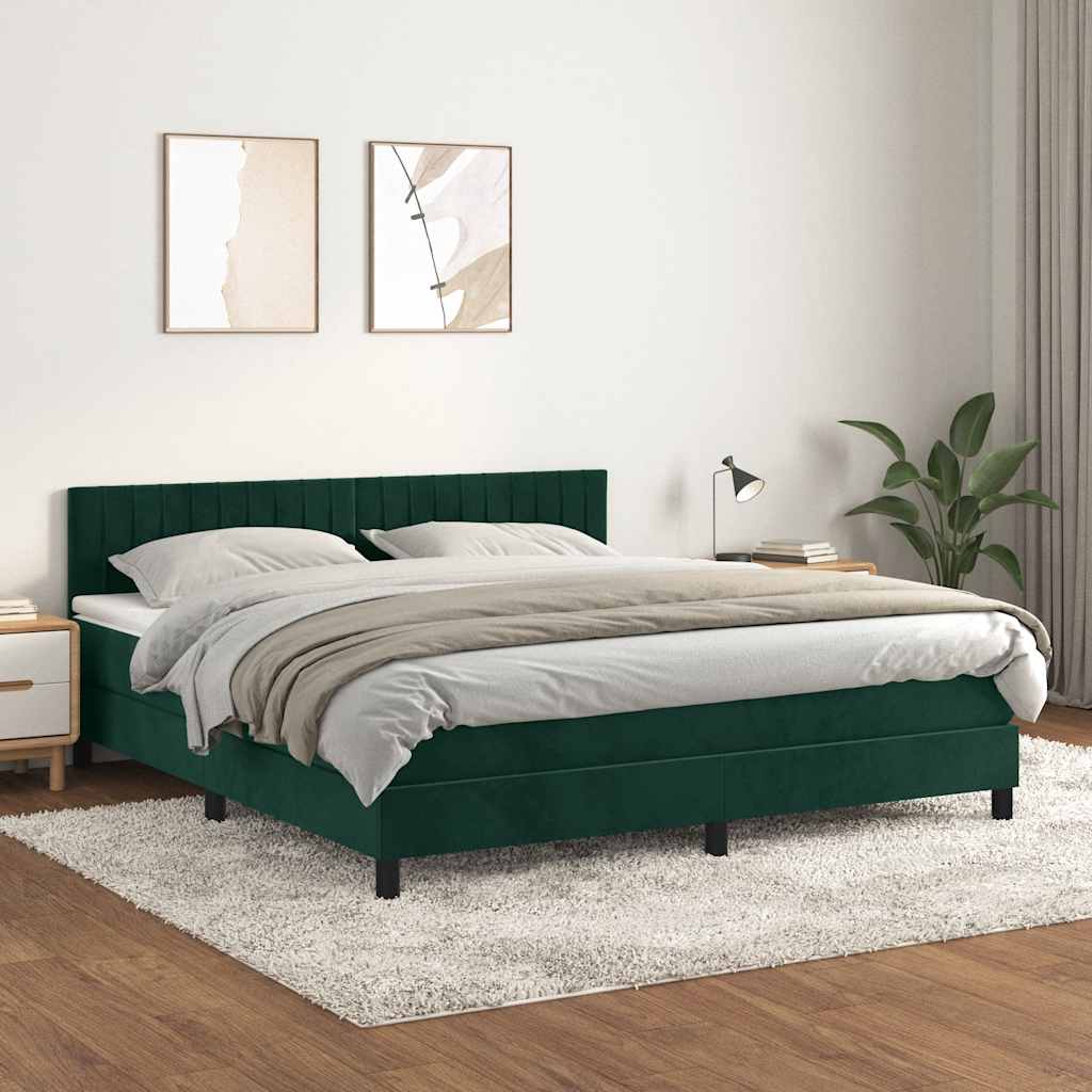 Giroletto a Molle con Materasso Verde Scuro 180x200 cm Velluto | homemem39