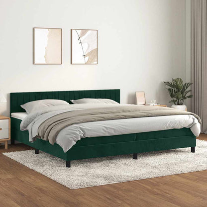 Giroletto a Molle con Materasso Verde Scuro 200x200 cm Velluto | homemem39