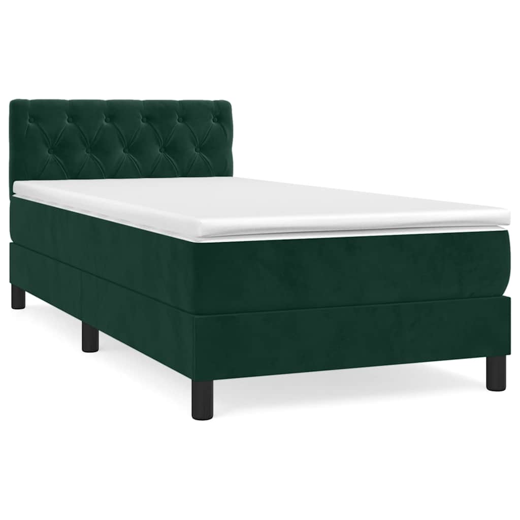 Giroletto a Molle con Materasso Verde Scuro 80x200 cm Velluto | homemem39