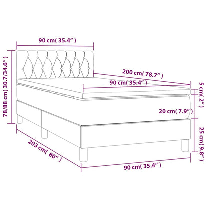 Giroletto a Molle con Materasso Blu Scuro 90x200 cm in Velluto | homemem39