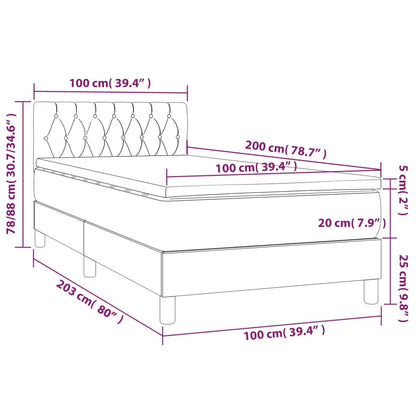 Giroletto a Molle con Materasso Rosa 100x200 cm in Velluto