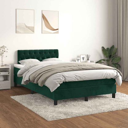 Giroletto a Molle con Materasso Verde Scuro 120x200 cm Velluto