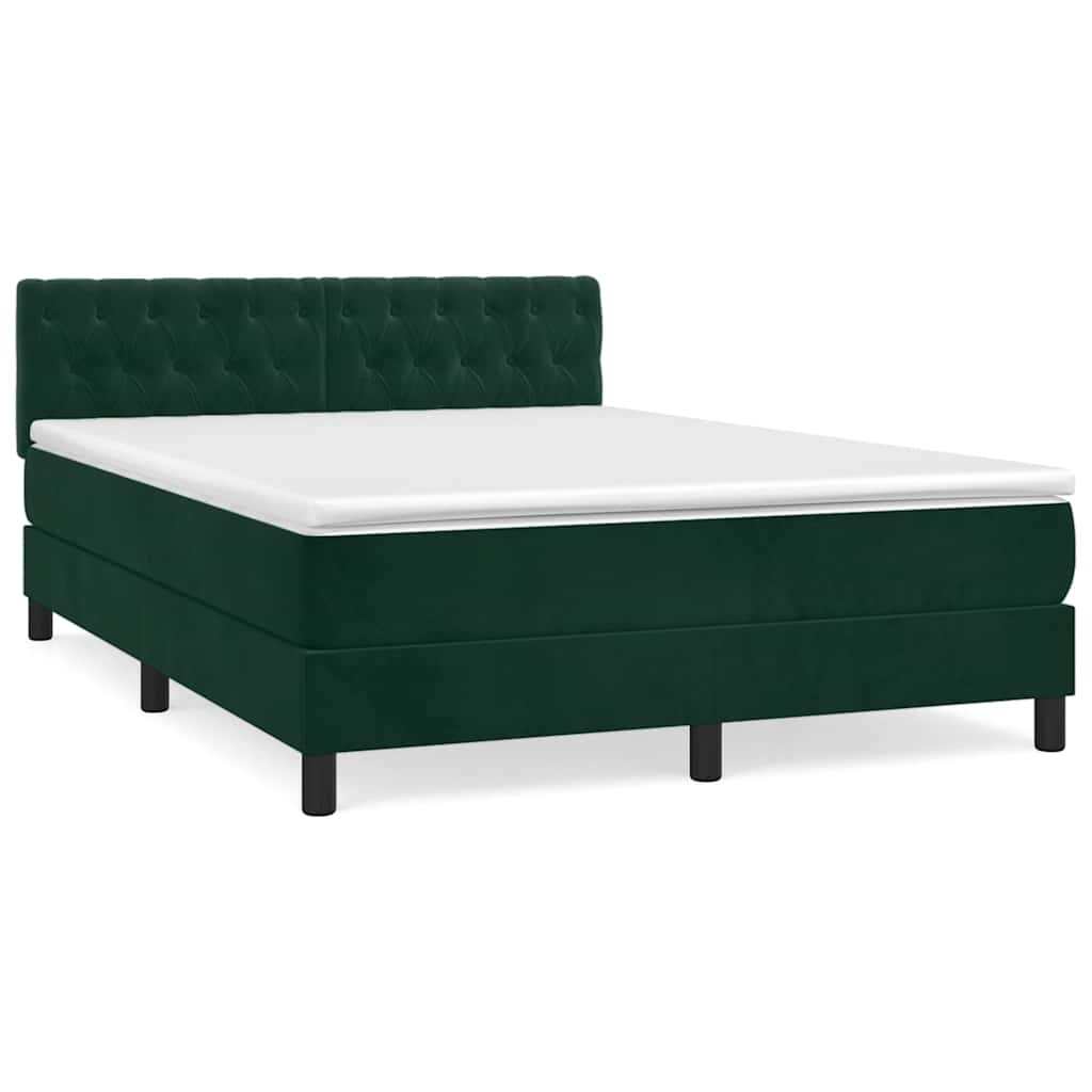 Giroletto a Molle con Materasso Verde Scuro 140x190 cm Velluto | homemem39