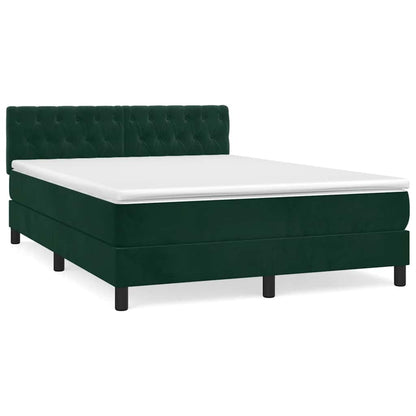 Giroletto a Molle con Materasso Verde Scuro 140x190 cm Velluto | homemem39